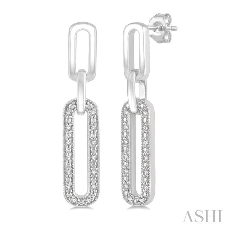 1/10 Ctw Round Cut Diamond Paperclip Earrings in Sterling Silver