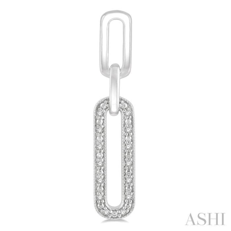 1/10 Ctw Round Cut Diamond Paperclip Earrings in Sterling Silver