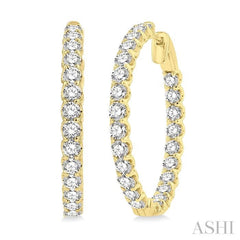 5 Ctw Inside-Out Round Cut Diamond Hoop Earrings in 14K Yellow Gold