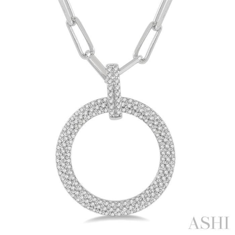 1/2 Ctw Circle Of Love Round Cut Diamond Pendant With Chain in 14K White Gold