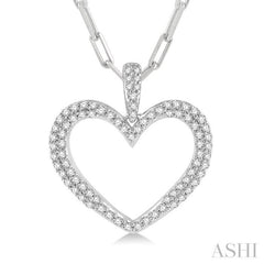 1/2 Ctw Round Cut Diamond Heart Pendant With Chain in 14K White Gold