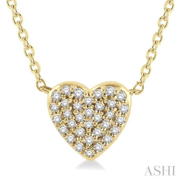 1/8 Ctw Heart Charm Round Cut Diamond Necklace in 10K Yellow Gold