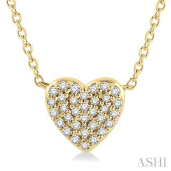 1/8 Ctw Heart Charm Round Cut Diamond Necklace in 10K Yellow Gold