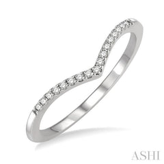 1/10 Ctw Chevron Round Cut Diamond Petite Ring in 10K White Gold