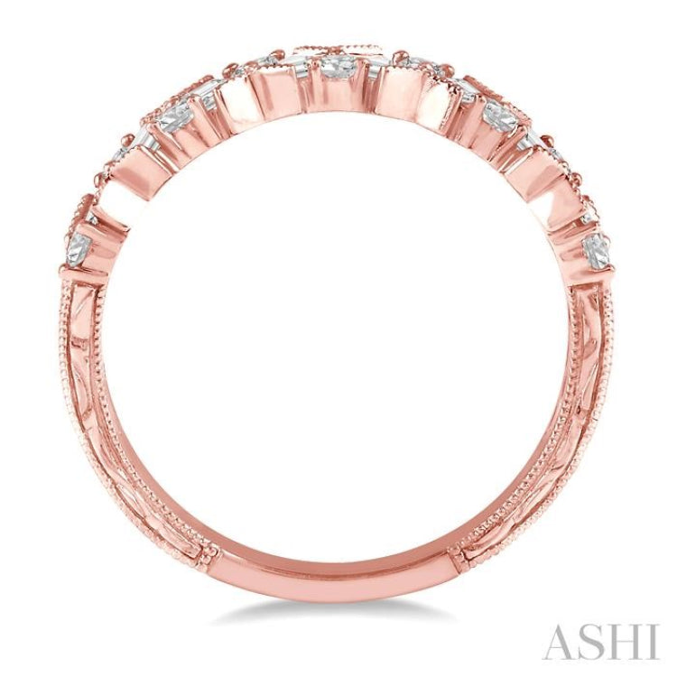 5/8 Ctw Zigzag Baguette and Round Cut Diamond Band in 14K Rose Gold