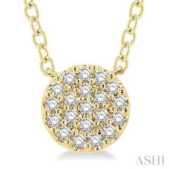 1/8 Ctw Disc Shape Round Cut Diamond Petite Fashion Pendant With Chain in 10K Yellow Gold