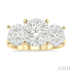 1 1/2 Ctw Lovebright Round Cut Diamond Ring in 14K Yellow and White Gold