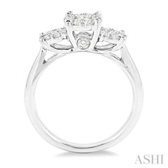 1 Ctw Triple Circle Round Cut Lovebright Diamond Ring in 14K White Gold