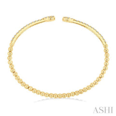 1 Ctw Pear Shape Round Cut Diamond Open Cuff Bangle in 14K Yellow Gold