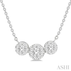 1/3 Ctw 3-Stone Lovebright Round Cut Diamond Necklace in 14K White Gold