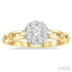 3/8 ctw Lovebright Round Cut Diamond Paper Clip Link Engagement Ring in 14K Yellow and White Gold