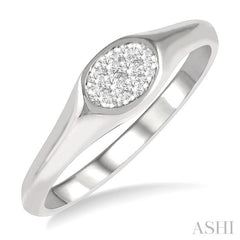 1/8 Ctw Oval Shape Lovebright Diamond Ring in 14K White Gold