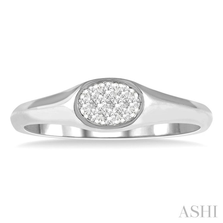 1/8 Ctw Oval Shape Lovebright Diamond Ring in 14K White Gold