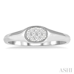 1/8 Ctw Oval Shape Lovebright Diamond Ring in 14K White Gold