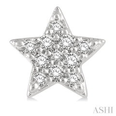 1/10 Ctw Star Round Cut Diamond Petite Fashion Earrings in 10K White Gold