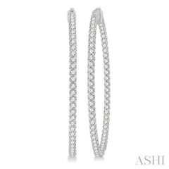 5 Ctw Inside-Out Round Cut Diamond 2-Inch Hoop Earrings in 14K White Gold