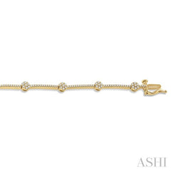 1 Ctw Cluster Round Cut Diamond Bar Link Bracelet in 10K Yellow Gold