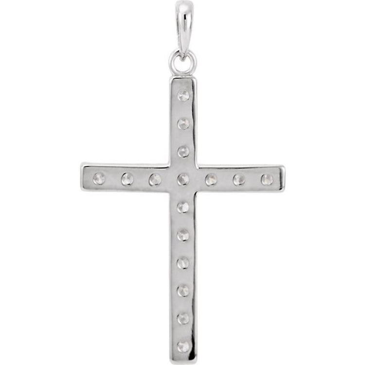 14K White 1 CTW Lab-Grown Diamond Cross Pendant