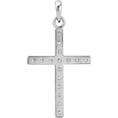 14K White 1/4 CTW Lab-Grown Diamond Cross Pendant