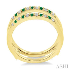 1/6 ctw Round Cut Diamond and 1.45MM Emerald Insert Precious Ring in 14K Yellow Gold