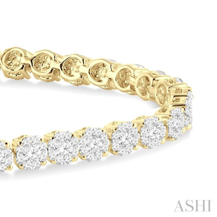 3 Ctw Round Cut Lovebright Diamond Tennis Bracelet in 14K Yellow and White Gold