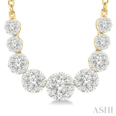 1 Ctw Round Cut Diamond Lovebright Necklace in 14K Yellow and White Gold