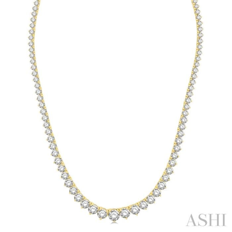 15 Ctw Riviera Round Cut Diamond Necklace in 14K Yellow Gold