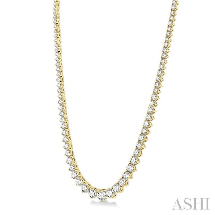 15 Ctw Riviera Round Cut Diamond Necklace in 14K Yellow Gold
