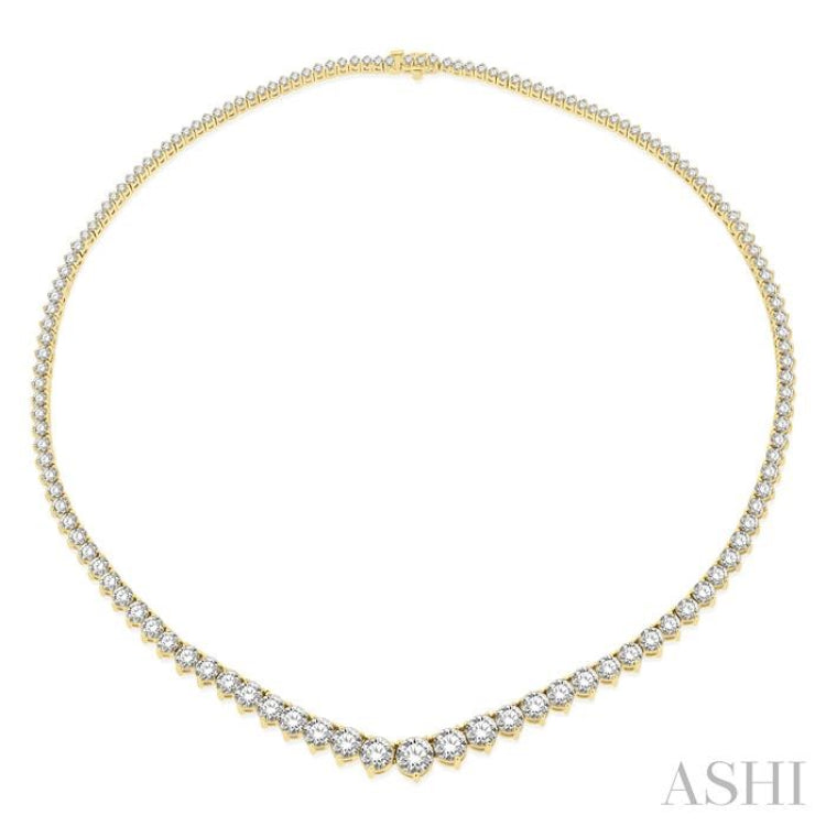 15 Ctw Riviera Round Cut Diamond Necklace in 14K Yellow Gold