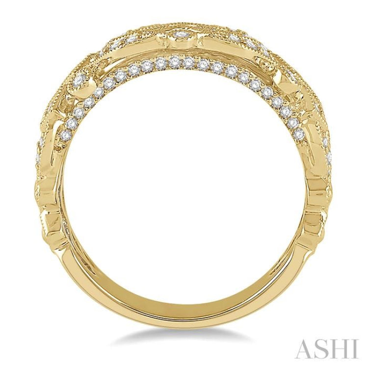 1/2 ctw Lattice Round Cut Diamond Fashion Band in 14K Yellow Gold