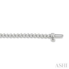 2 Ctw Tri-Prong Round Cut Diamond Tennis Bracelet in 14K White Gold