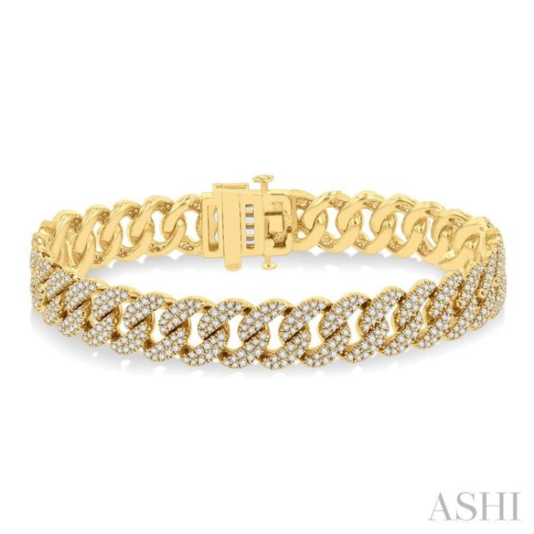 4 Ctw Round Cut Diamond Cuban Bracelet in 14K Yellow Gold