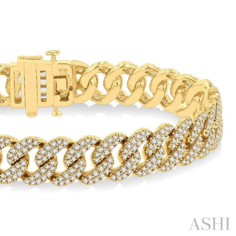 4 Ctw Round Cut Diamond Cuban Bracelet in 14K Yellow Gold