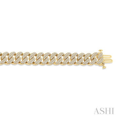 4 Ctw Round Cut Diamond Cuban Bracelet in 14K Yellow Gold