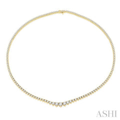 7 ctw Riviera Round Cut Diamond Necklace in 14K Yellow Gold