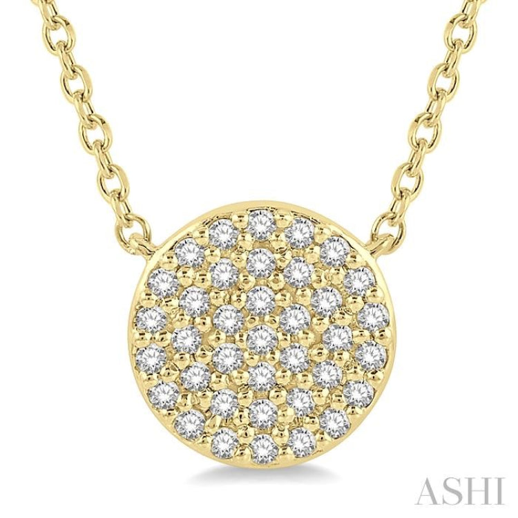 1/6 Ctw Disc Round Cut Diamond Necklace in 10K Yellow Gold