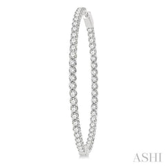 7 ctw Inside-Out Round Cut Diamond 2-Inch Hoop Earrings in 14K White Gold