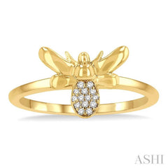 1/20 Ctw Bumble Bee Round Cut Diamond Petite Fashion Ring in 14K Yellow Gold