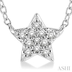 1/10 Ctw Star Round Cut Diamond Petite Fashion Pendant With Chain in 14K White Gold