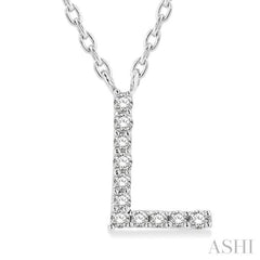 1/20 Ctw Initial 'L' Round Cut Diamond Pendant With Chain in 14K White Gold