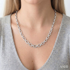 1/4 Ctw Bold Open Window Octagonal Shape D-Link Round Cut Diamond Paperclip Necklace in Sterling Silver