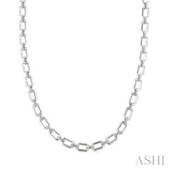 1/4 Ctw Bold Open Window Octagonal Shape D-Link Round Cut Diamond Paperclip Necklace in Sterling Silver