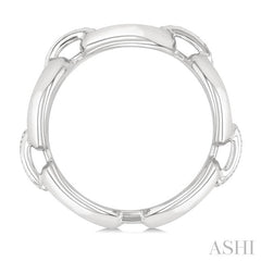 1/20 Ctw Oval Shape D-Link Round Cut Diamond Ring in Sterling Silver