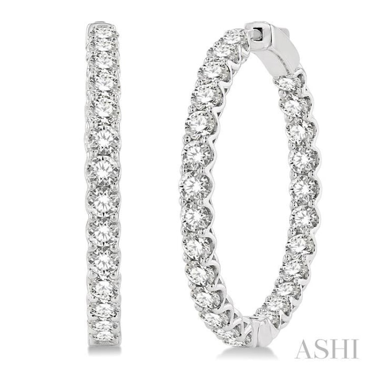 6 Ctw Inside-Out Round Cut Diamond Hoop Earrings in 14K White Gold