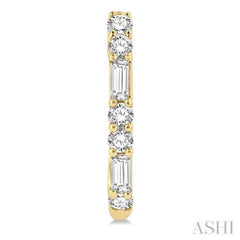 1/3 ctw Baguette and Single Cut Diamond Petite Huggies in 14K Yellow Gold