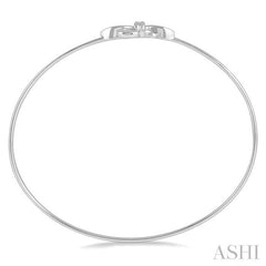 1/20 Ctw Fleur De Lis Round Cut Diamond Flexi Bangle in Sterling Silver