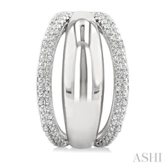 1/10 Ctw Split Dome Shape Round Cut Diamond Bold Half Hoop Earrings in Sterling Silver