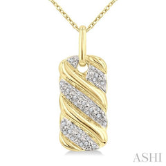 1/10 Ctw Bold Ribbed Swirl Round Cut Diamond Pirouette Fashion Pendant With Chain in Yellow Gold Vermeil