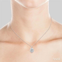1/10 Ctw Bold Twisted Rib Round Cut Diamond Pirouette Bold Fashion Pendant With Chain in Sterling Silver