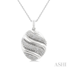 1/10 Ctw Bold Twisted Rib Round Cut Diamond Pirouette Bold Fashion Pendant With Chain in Sterling Silver
